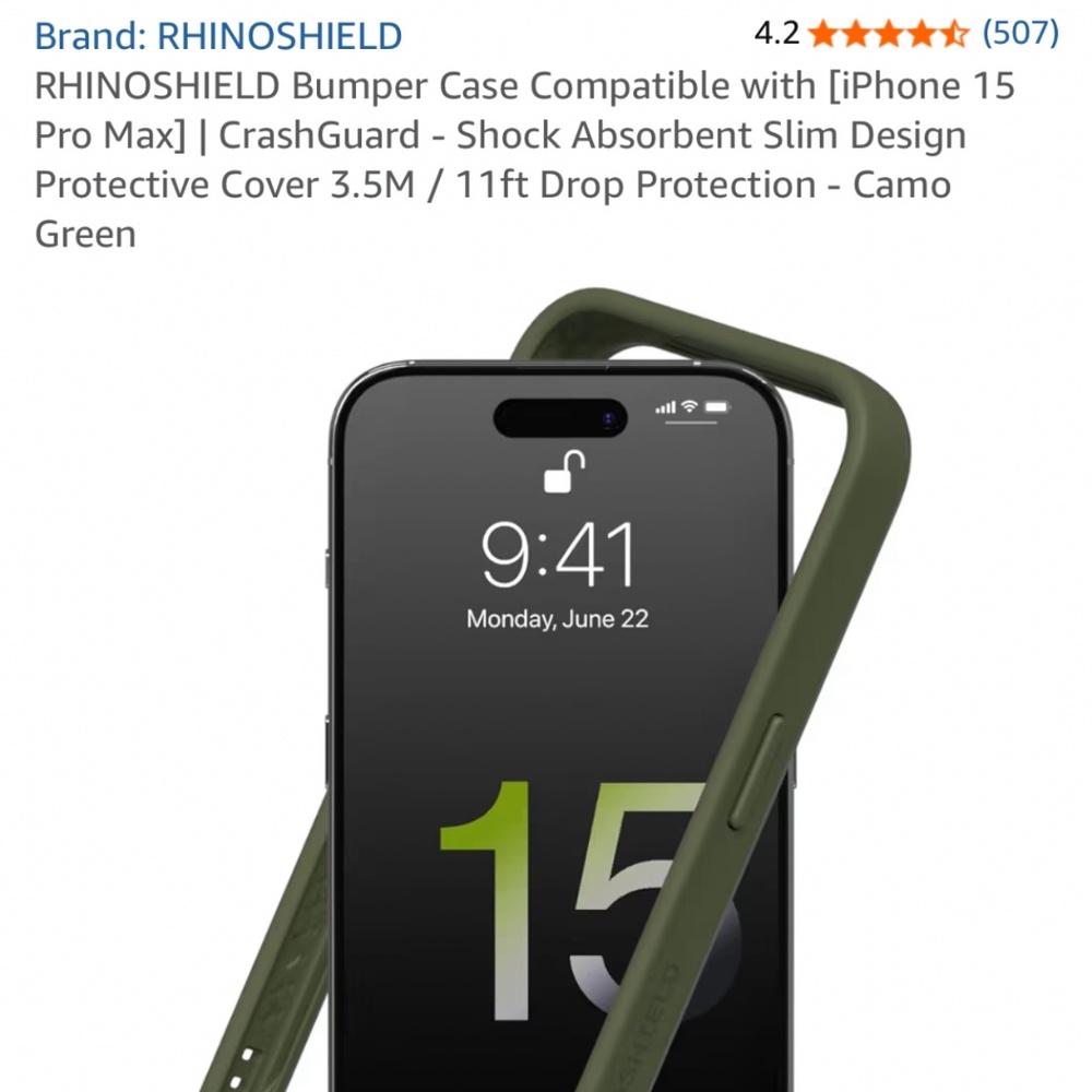 RHINOSHIELD Bumper Case Compatible with [iPhone 15 Pro] | CrashGuard - Shock Abs